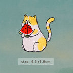 summer chill cat eating watermelon embroidered stick-on patch