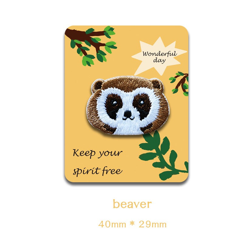 Otter, Panda, Sloth, Raccoon, Beaver, and Raccoon dog Embroidered Patches - Multiple Designs Available - CheerCove