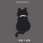 ignoring black cat back view embroidered stick-on patch