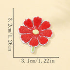 radiant red cosmos flower embroidered stick-on patch