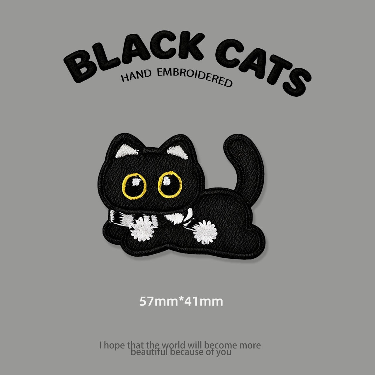 Scarf-Wearing Black Cat Patches (Stick-On)