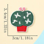 heart-topped cactus pastel botanical embroidered stick-on patch