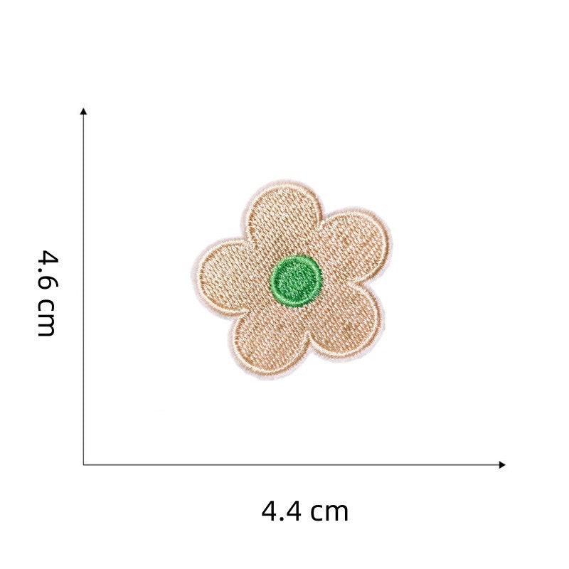 oatmeal and mint pastel macaron flower embroidered stick-on patch