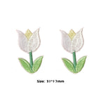 twin white mini tulip embroidered stick-on patches