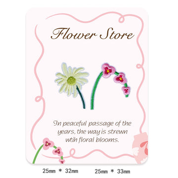 sunkissed daisy and bleeding heart chain whimsical flora embroidered stick-on patch