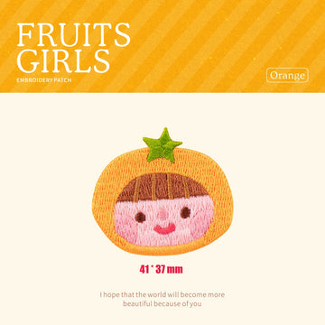 fresh orange girl kawaii embroidered stick-on patch