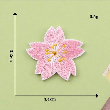 soft pink cherry blossom sakura elegant embroidered stick-on patch