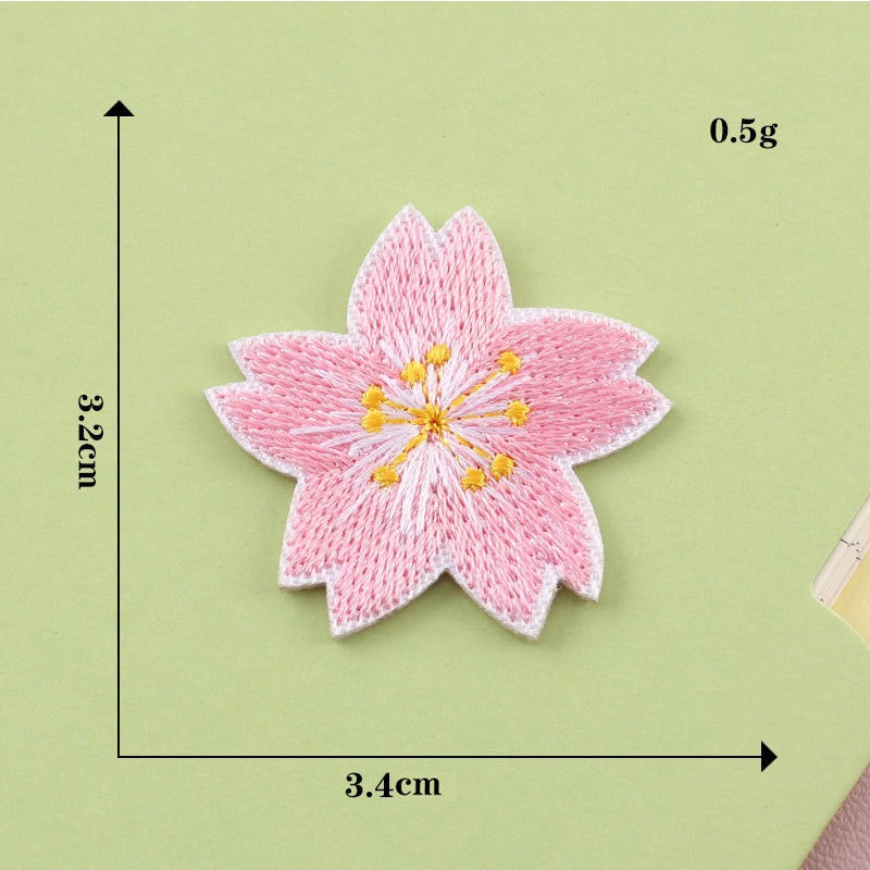 soft pink cherry blossom sakura elegant embroidered stick-on patch