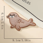 sandy spotted harp seal fluffy kawaii embroidered stick-on patch