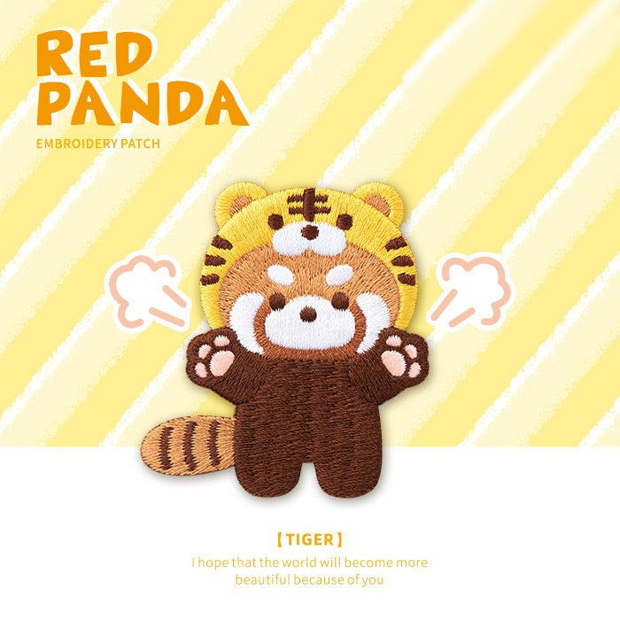 Full Body Red Panda in Hat Embroidered Patches - Multiple Designs Available - CheerCove