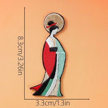 moon-halo goddess ancient chinese hanfu embroidered stick-on patch