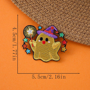 wizard golden ghost halloween embroidered stick-on patch