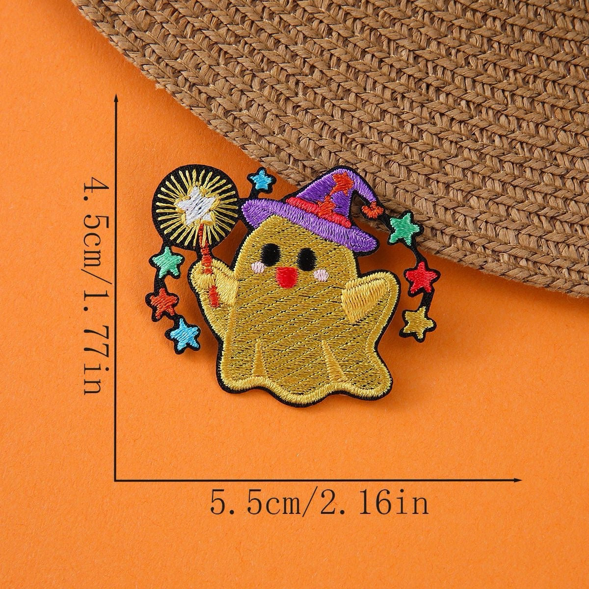 wizard golden ghost halloween embroidered stick-on patch