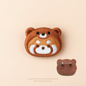 Embroidered Pins of a Cute Red Panda in a Hat