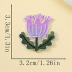 purple thistle googly eyes embroidered stick-on patch