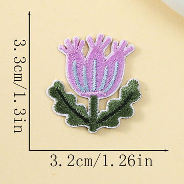 purple thistle googly eyes embroidered stick-on patch