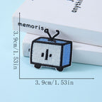 retro blue television with antenna embroidered stick-on patch
