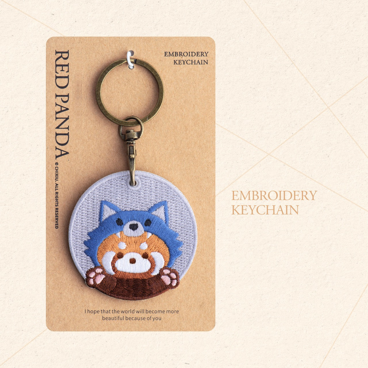 Lovely Double-Sided Embroidered Red Panda Charms