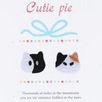 mini kawaii cat head embroidered stick-on patches in six color pairs
