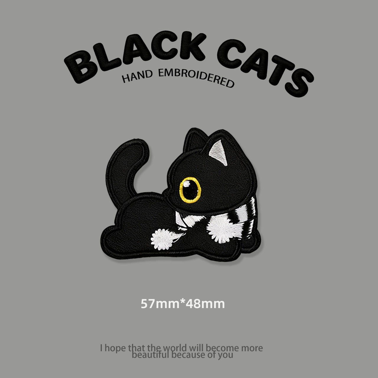 Scarf-Wearing Black Cat Patches (Stick-On)
