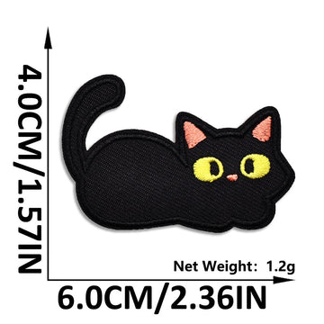 loafing midnight observer void cat whimsical embroidered stick-on patch