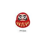 red daruma doll embroidered stick-on patch