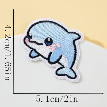 dynamic leaping dolphin kawaii embroidered stick-on patch