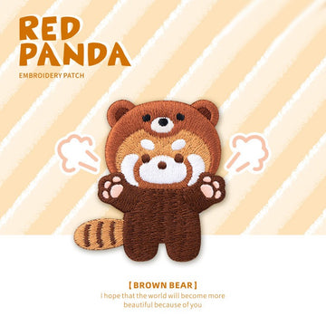 Full Body Red Panda in Hat Embroidered Patches - Multiple Designs Available - CheerCove