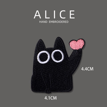 Big-Eyed Black Cat Patches(Stick-On)