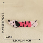 pink tiger stripe dachshund lying down embroidered stick-on patch