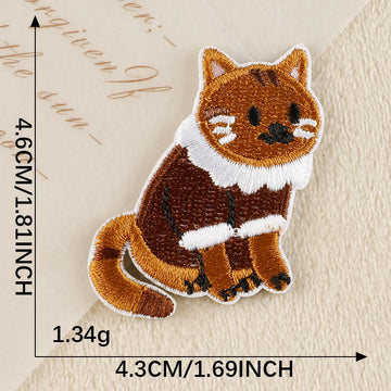 royal brown tabby in ruffled collar whimsical embroidered stick-on patch