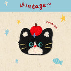 apple tuxedo cat chenille embroidered stick-on patch