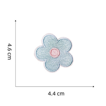 sky blue and blush pastel macaron flower embroidered stick-on patch