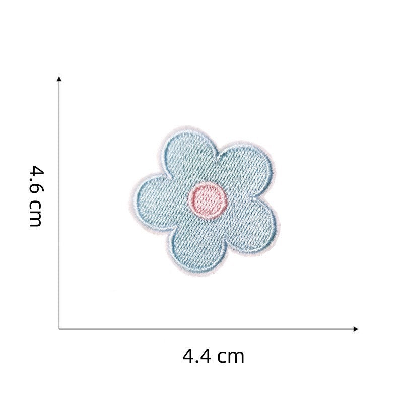 sky blue and blush pastel macaron flower embroidered stick-on patch