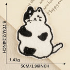 plump spotted kawaii black and white cat embroidered stick-on patch