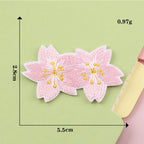 linked pink sakura blooms elegant floral embroidered stick-on patch