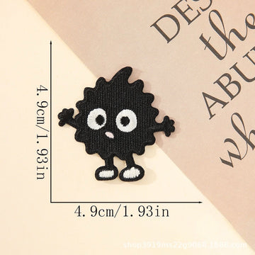 shrugging soot sprite embroidered patch with white shoes