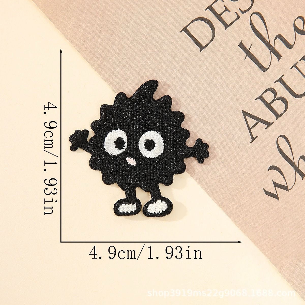 shrugging soot sprite embroidered patch with white shoes