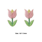 twin pink mini tulip embroidered stick-on patches