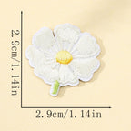 pure white cosmos flower embroidered stick-on patch