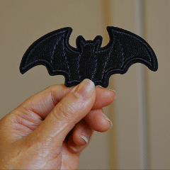 Black Faux Leather Bat & Cross Patches(Stick-On) - CheerCove