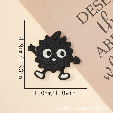 waving soot sprite embroidered patch with white shoes