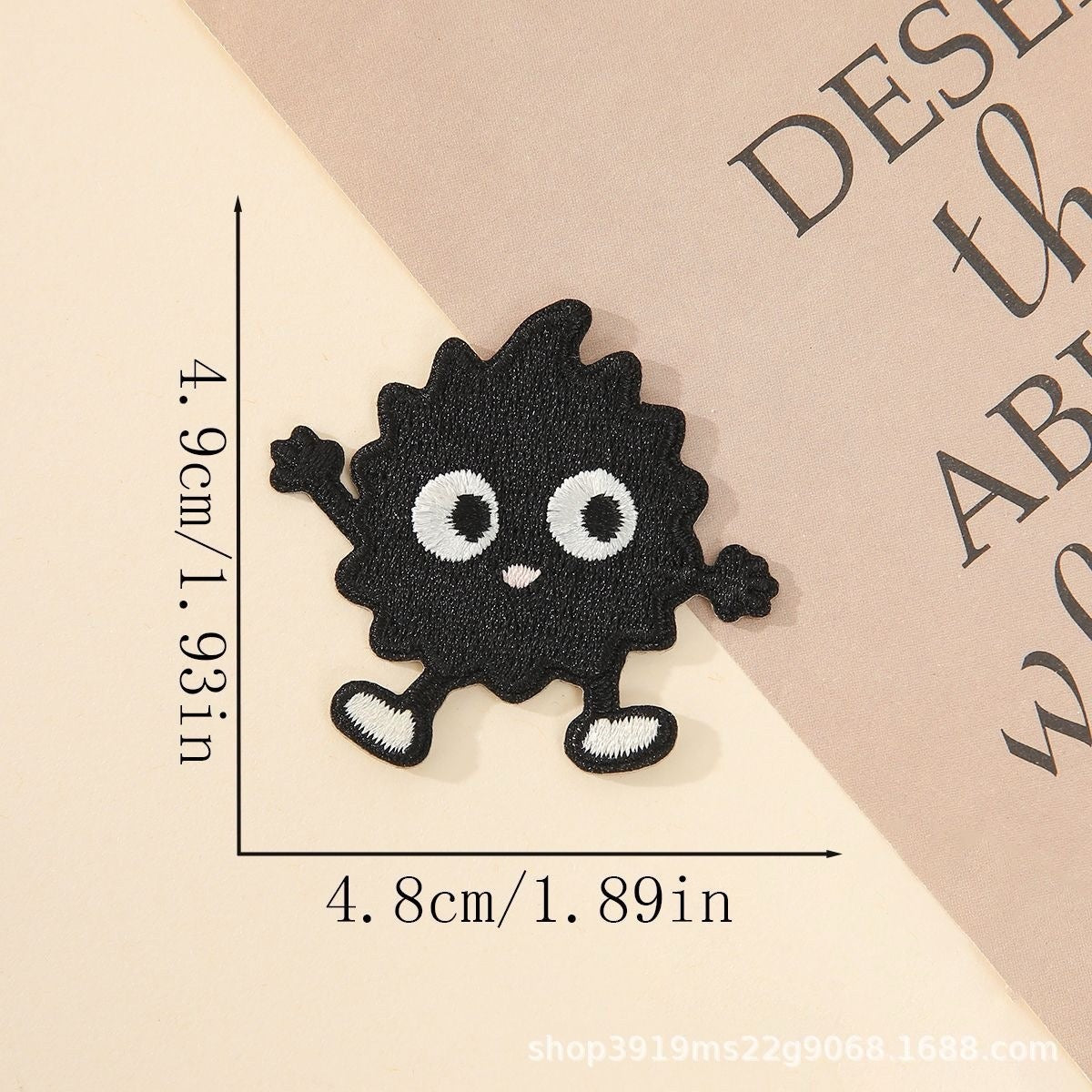 waving soot sprite embroidered patch with white shoes