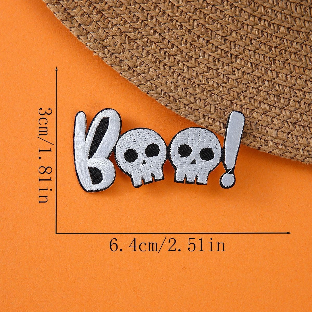 spooky boo skulls halloween embroidered stick-on patch