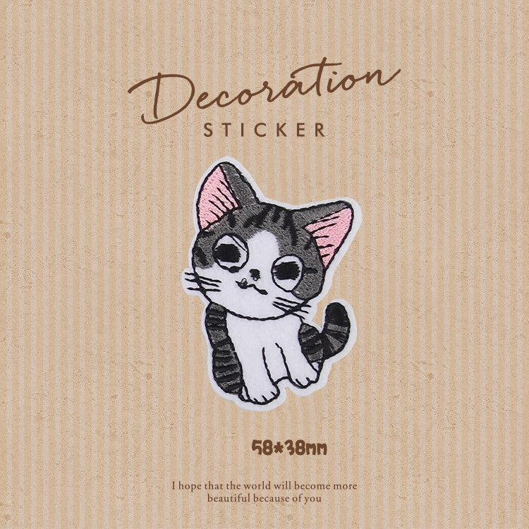 Cheese-Loving Cat Patches (Iron-On)