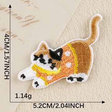 graceful calico in polka dot orange top whimsical embroidered stick-on patch