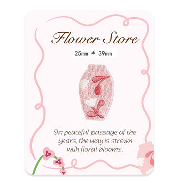 pastel pink floral urn ceramic vase embroidered stick-on patch