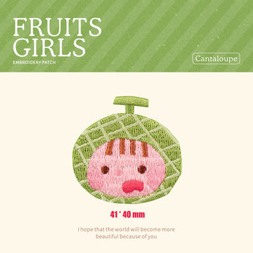 cheerful cantaloupe girl kawaii embroidered stick-on patch