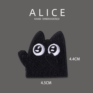 Big-Eyed Black Cat Patches(Stick-On)