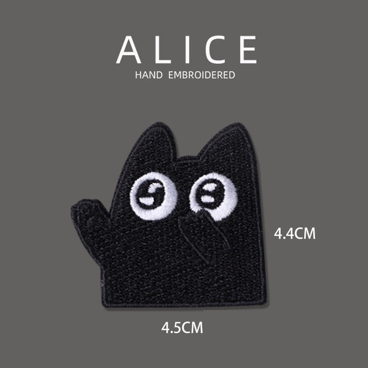 Big-Eyed Black Cat Patches(Stick-On)